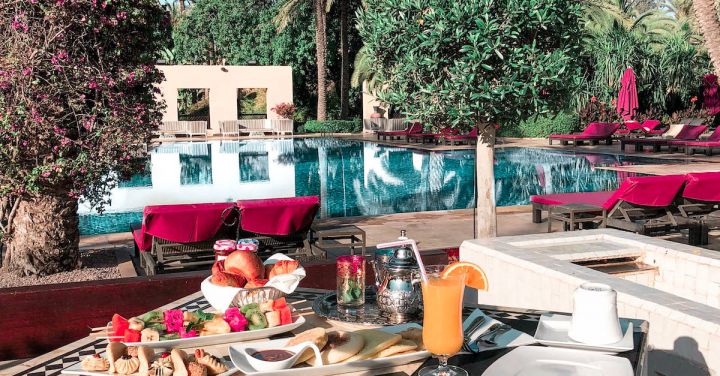 Dining Out - Foods Set on Table by the Pool